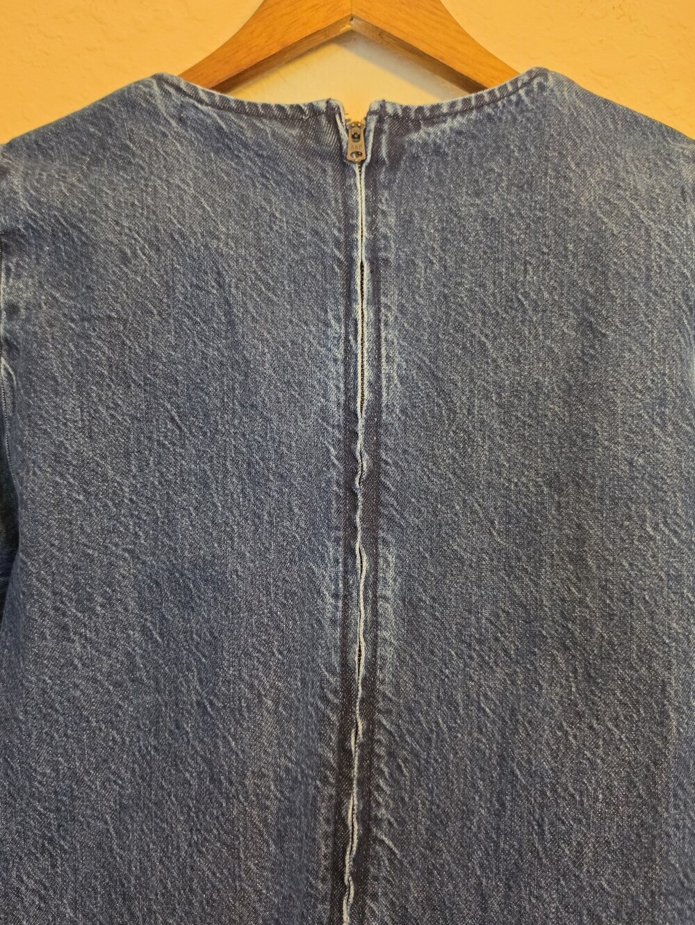 Abercrombie & Fitch Denim Shift Dress Womens Medium Dark Wash Classic 90s Retro - Picture 5 of 9